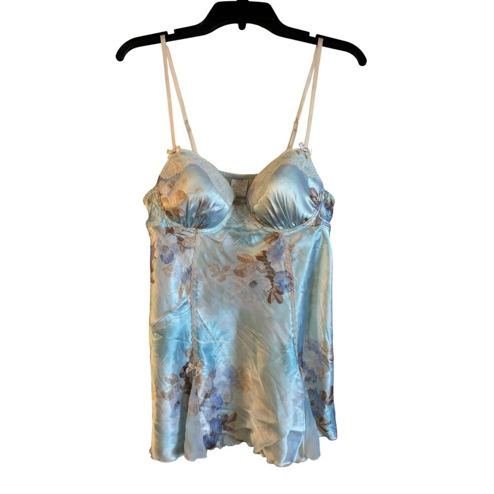Apt. 9 Baby Blue Fairycore Coquette Slip Dress With Cups Bows Lace Trim Large